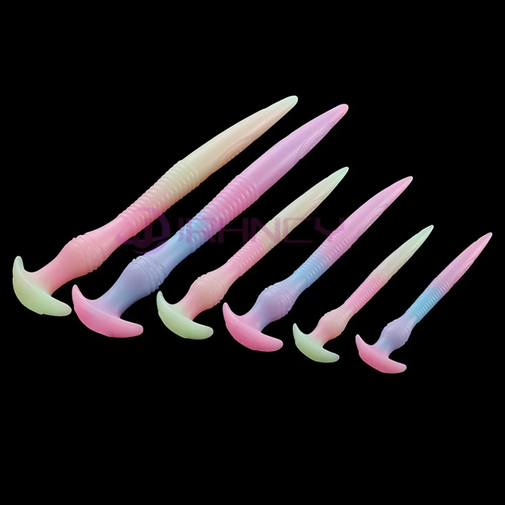 Glow In The Dark Anal Plug Long Butt Plug Tail Adult Sex Toys For Women Men Prostate Massage Anal Dilation Soft Silicone Butplug