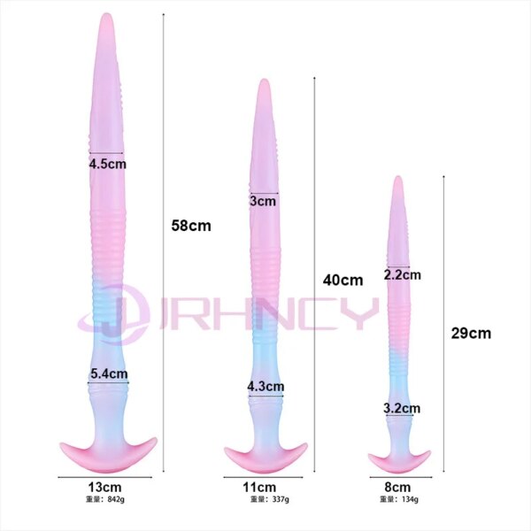 Glow In The Dark Anal Plug Long Butt Plug Tail Adult Sex Toys For Women Men Prostate Massage Anal Dilation Soft Silicone Butplug
