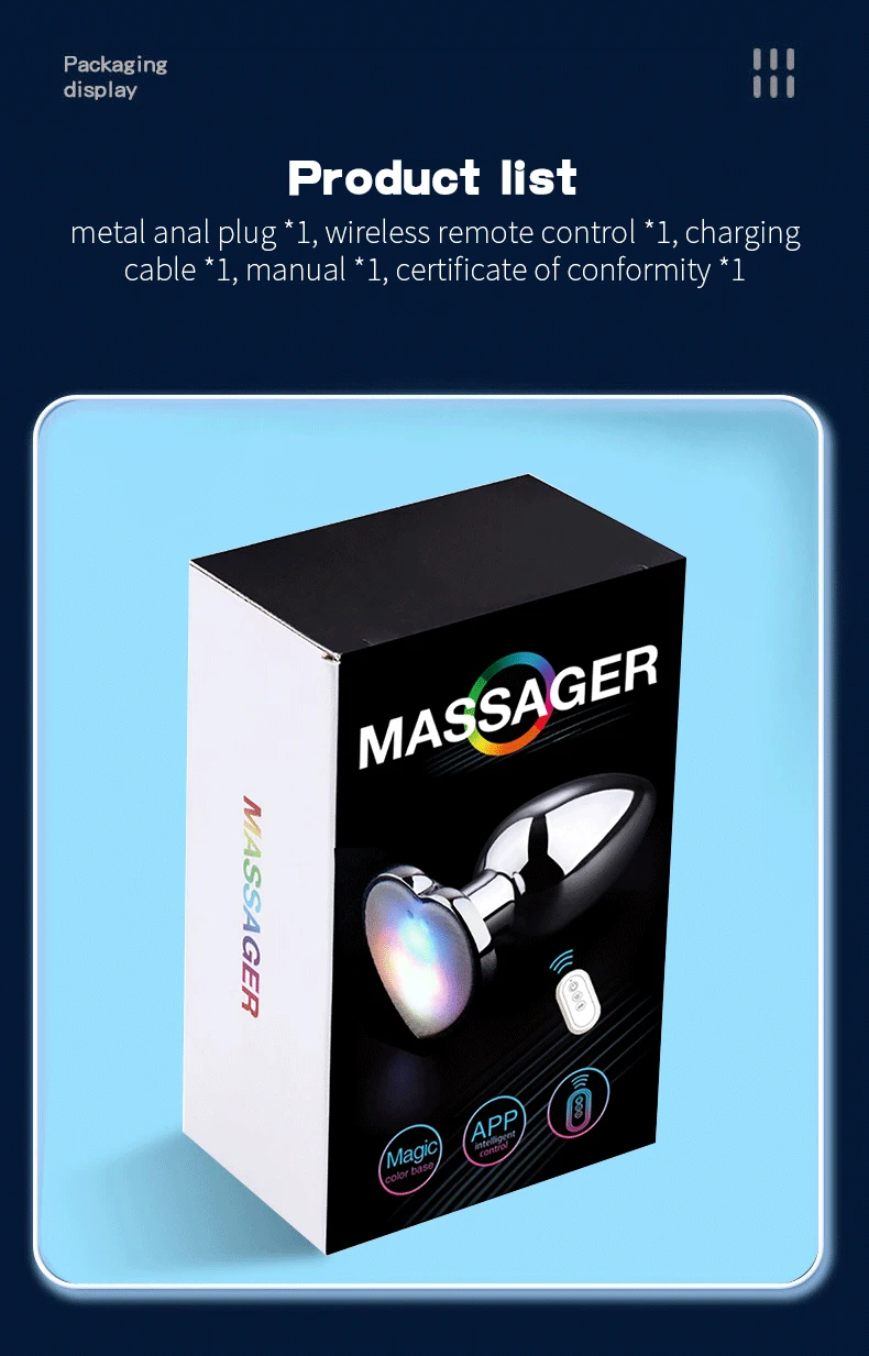 Vibrating luminous anal plug butt plug, Remote operation of mobile phone,, adult pleasure, adult women toys, vibrators sex toys