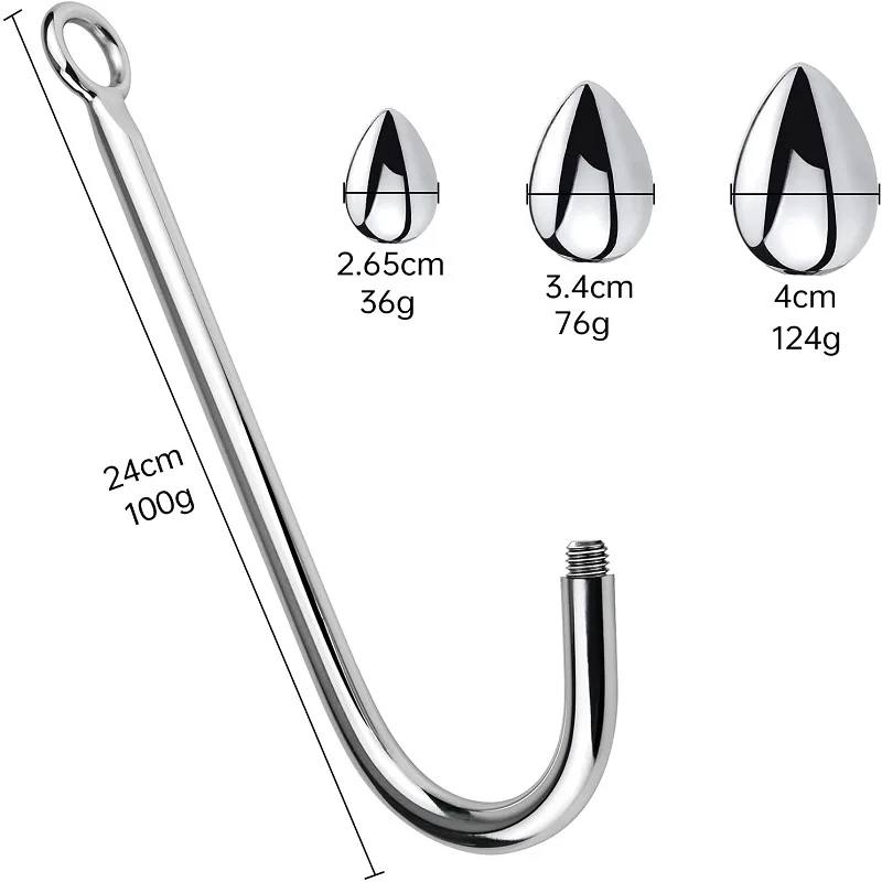Small medium large 3 balls set metal anal hook beads head butt plug dilator prostate massager insert bdsm sex toy for male Small medium large 3 balls set metal anal hook beads head butt plug dilator prostate massager insert bdsm sex toy for male