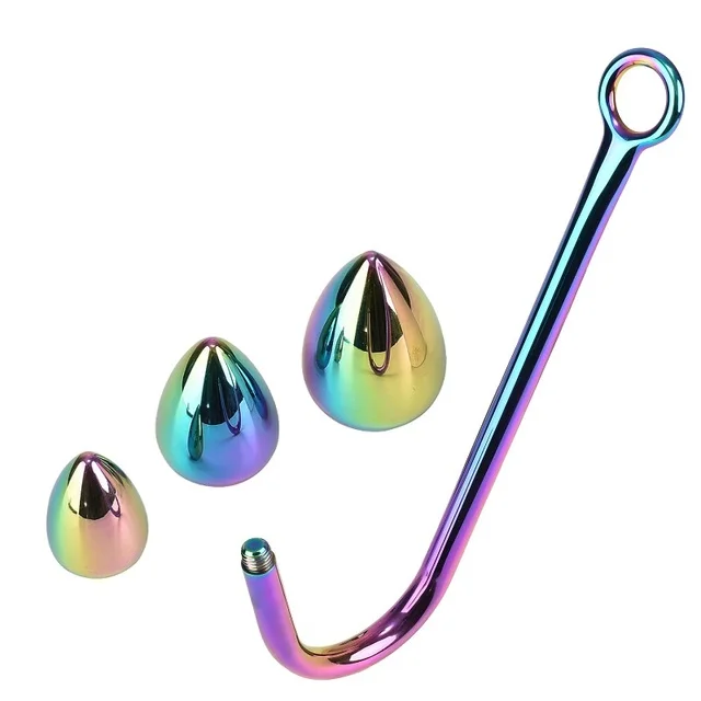 Small medium large 3 balls set metal anal hook beads head butt plug dilator prostate massager insert bdsm sex toy for male Small medium large 3 balls set metal anal hook beads head butt plug dilator prostate massager insert bdsm sex toy for male
