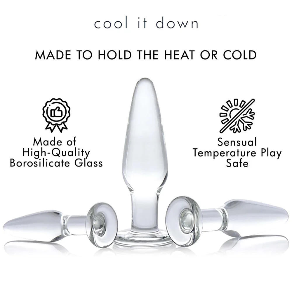Glass Anal Plug 3 Size Butt Plugs Trainer Transparent Dildos Anal Plugs for Beginners Adult Set Products Sex Toys for Women Men