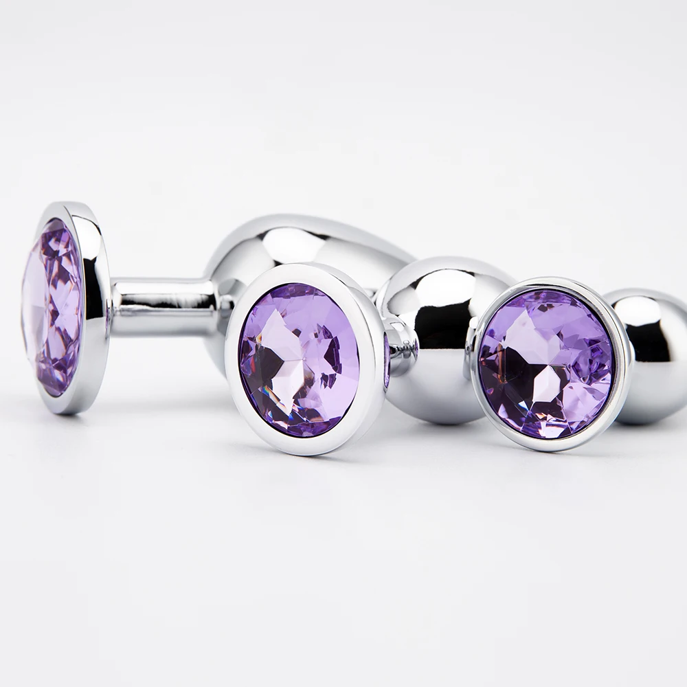 3 Sizes Anal Plug Mini Round Smooth Metal Stainless Steel Crystal Butt Plug Stimulator Smaller Sex Toys For Women Men Anus Plugs