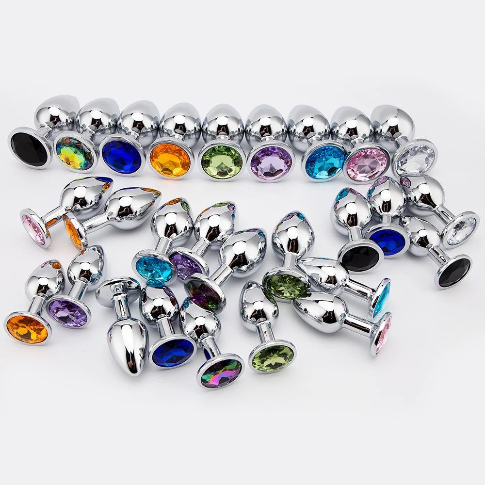 3 Sizes Anal Plug Mini Round Smooth Metal Stainless Steel Crystal Butt Plug Stimulator Smaller Sex Toys For Women Men Anus Plugs