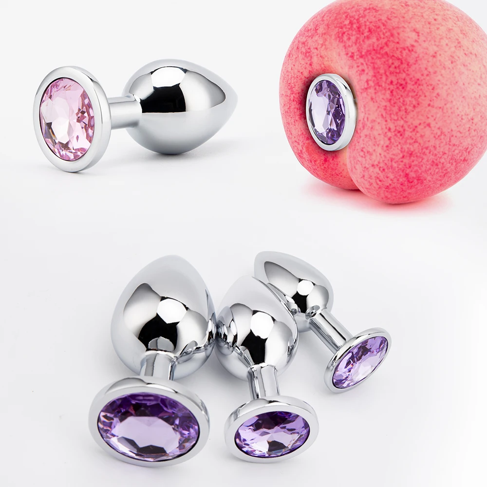 3 Sizes Anal Plug Mini Round Smooth Metal Stainless Steel Crystal Butt Plug Stimulator Smaller Sex Toys For Women Men Anus Plugs