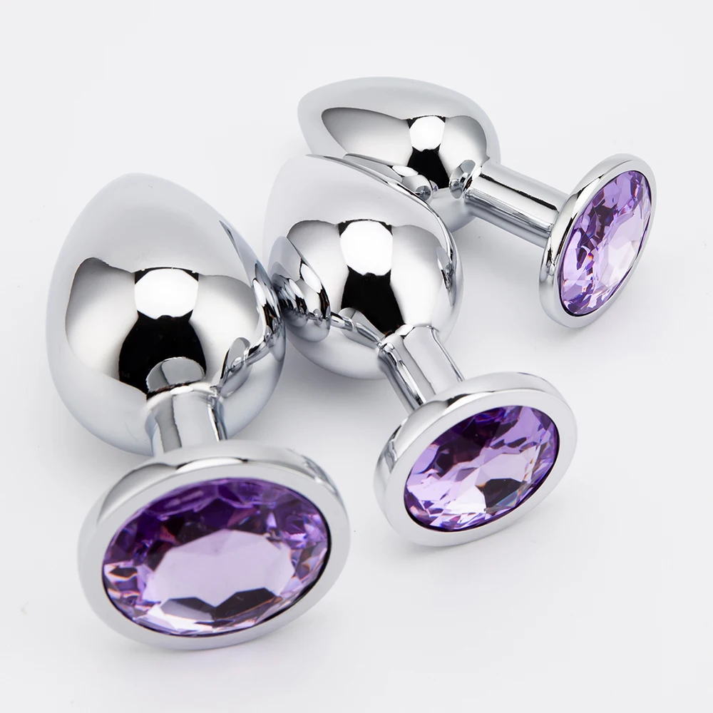 3 Sizes Anal Plug Mini Round Smooth Metal Stainless Steel Crystal Butt Plug Stimulator Smaller Sex Toys For Women Men Anus Plugs