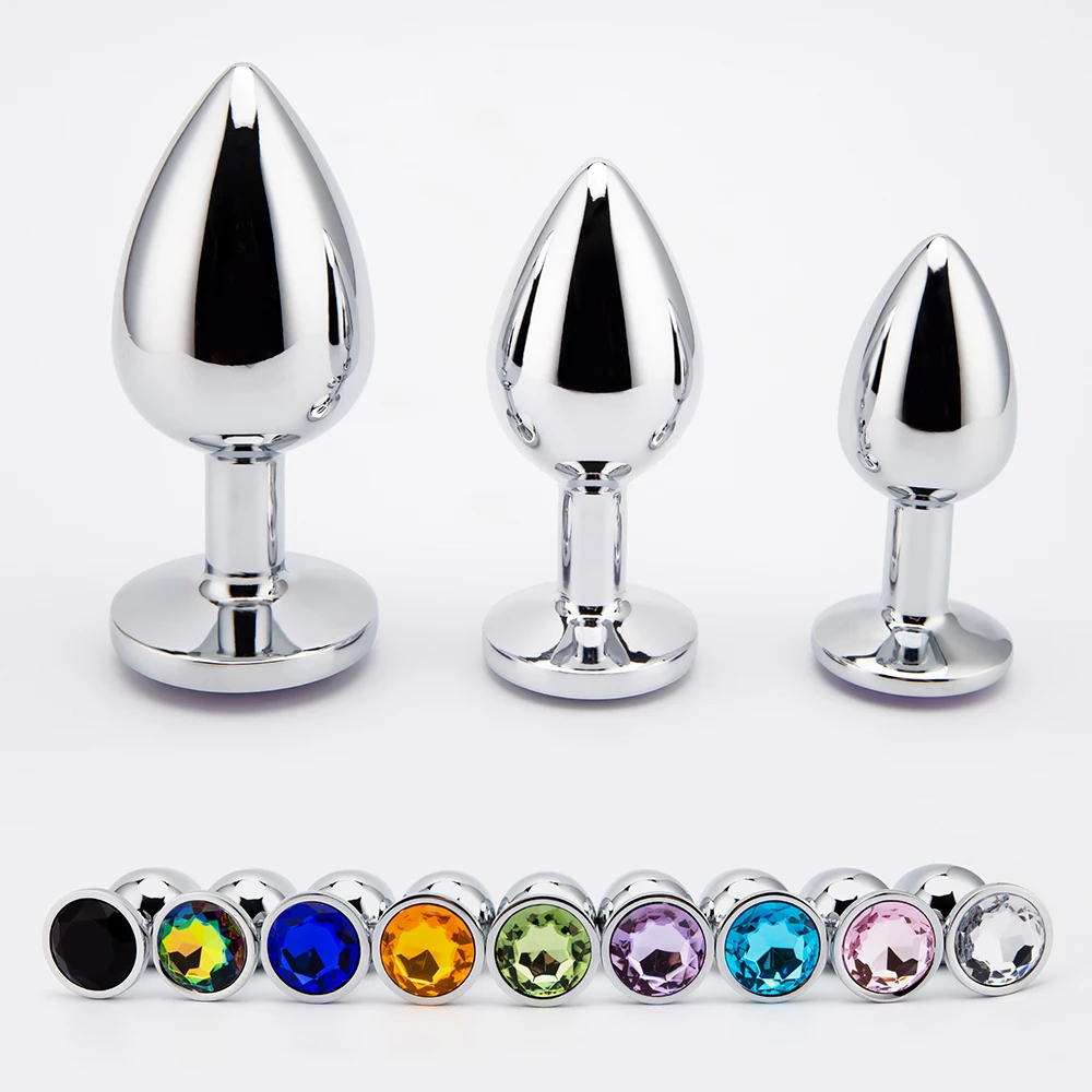 3 Sizes Anal Plug Mini Round Smooth Metal Stainless Steel Crystal Butt Plug Stimulator Smaller Sex Toys For Women Men Anus Plugs