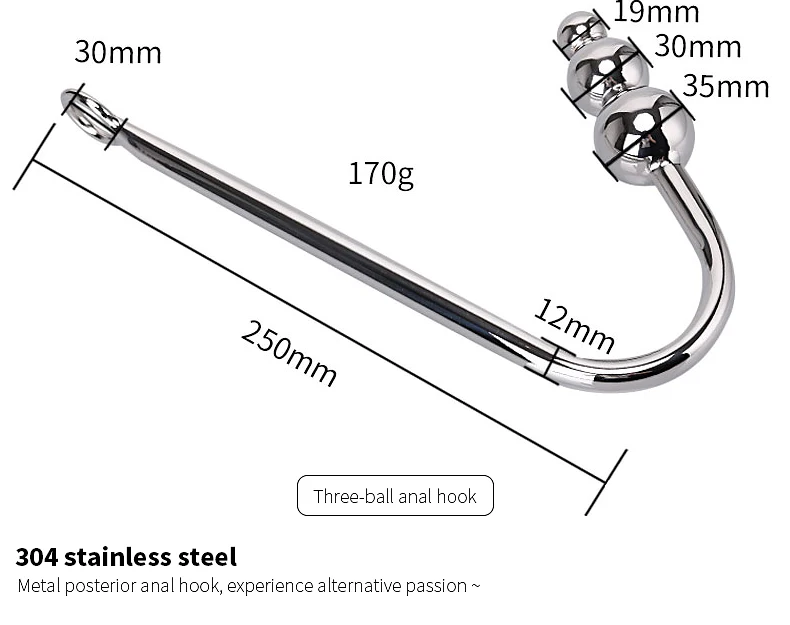 Stainless Steel Anal Hook with Anal Beads Hole Anal Hook Metal Butt Plug Anal Sex Toys Adult Product No Vibrator for men gay