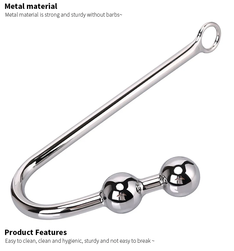 Stainless Steel Anal Hook with Anal Beads Hole Anal Hook Metal Butt Plug Anal Sex Toys Adult Product No Vibrator for men gay