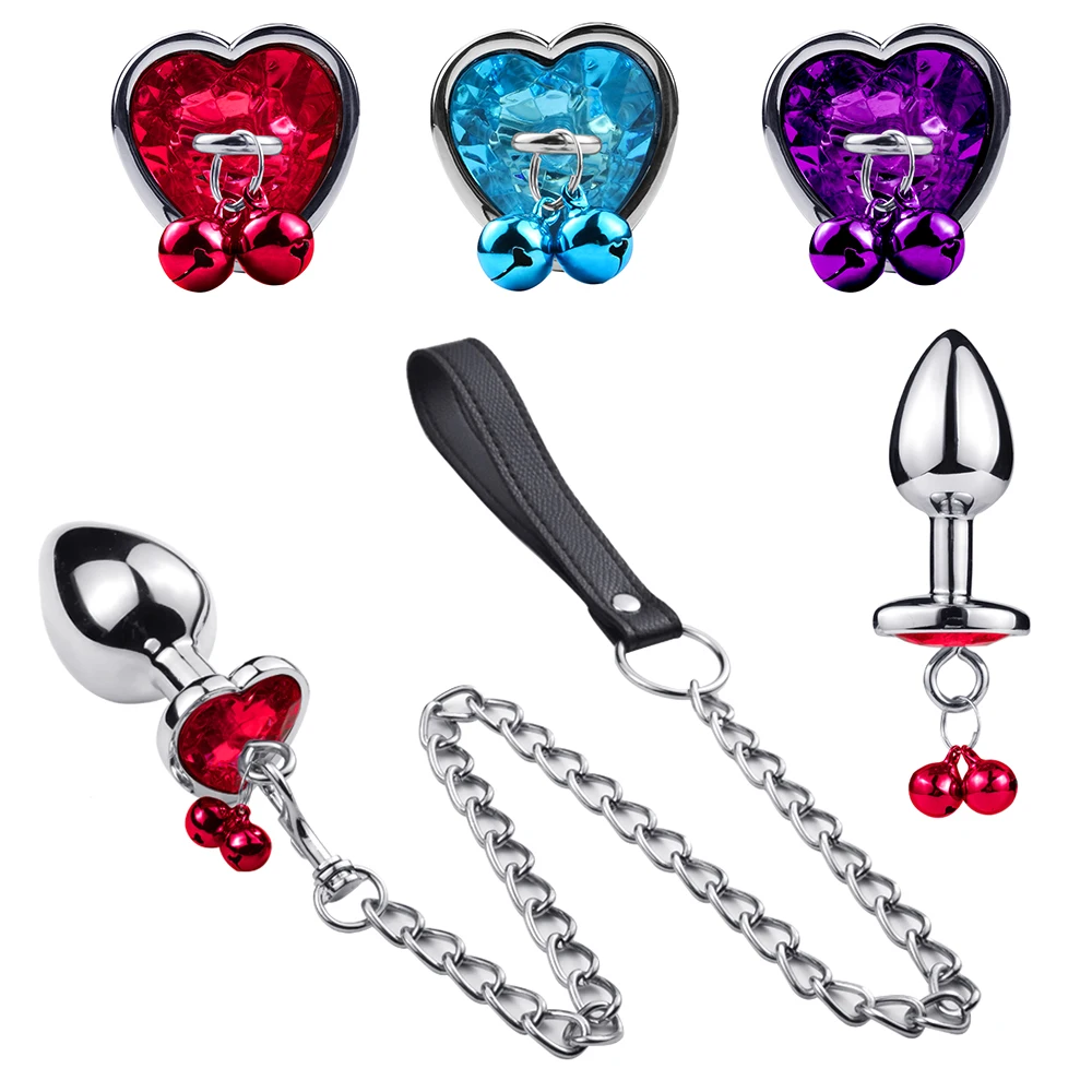 Traction Chain Bell Anal Plug Metal Anal Beads Crystal Anus Expander Erotic Beads Butt Plug Sex Toys for Women Gay Bdsm Slave