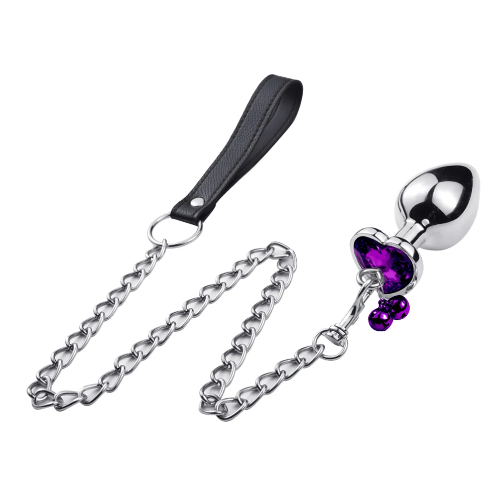 Traction Chain Bell Anal Plug Metal Anal Beads Crystal Anus Expander Erotic Beads Butt Plug Sex Toys for Women Gay Bdsm Slave