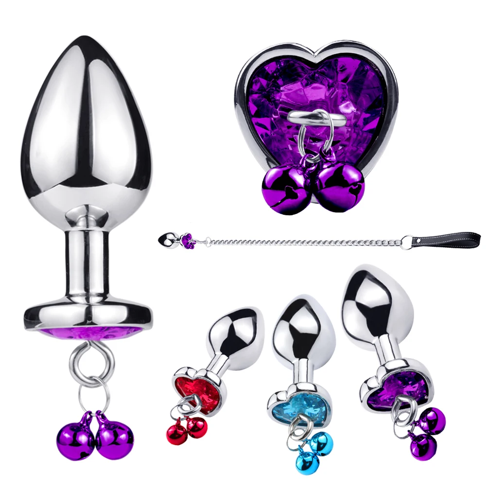 Traction Chain Bell Anal Plug Metal Anal Beads Crystal Anus Expander Erotic Beads Butt Plug Sex Toys for Women Gay Bdsm Slave