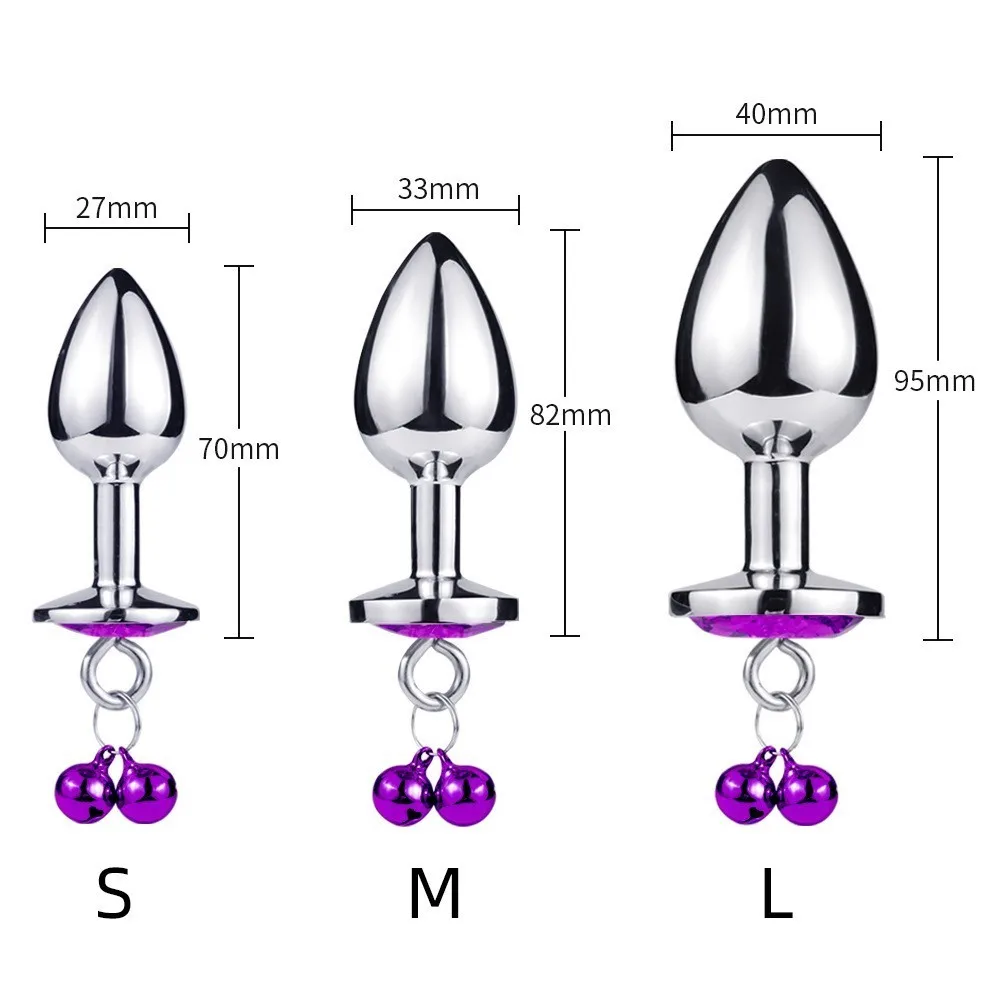 Traction Chain Bell Anal Plug Metal Anal Beads Crystal Anus Expander Erotic Beads Butt Plug Sex Toys for Women Gay Bdsm Slave