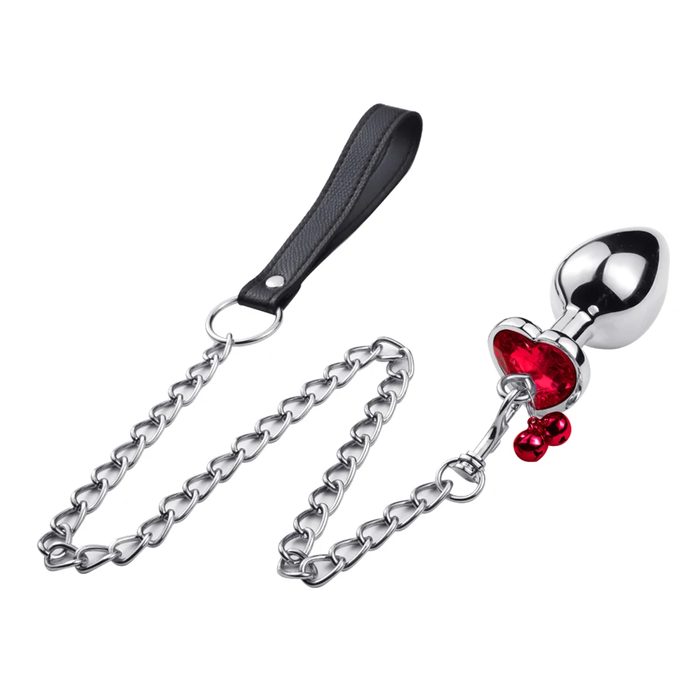 Traction Chain Bell Anal Plug Metal Anal Beads Crystal Anus Expander Erotic Beads Butt Plug Sex Toys for Women Gay Bdsm Slave