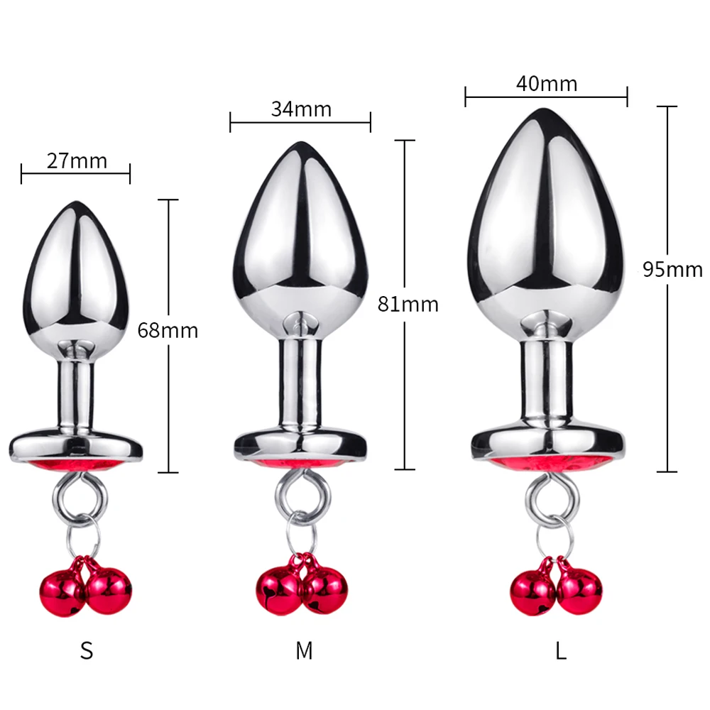 Traction Chain Bell Anal Plug Metal Anal Beads Crystal Anus Expander Erotic Beads Butt Plug Sex Toys for Women Gay Bdsm Slave