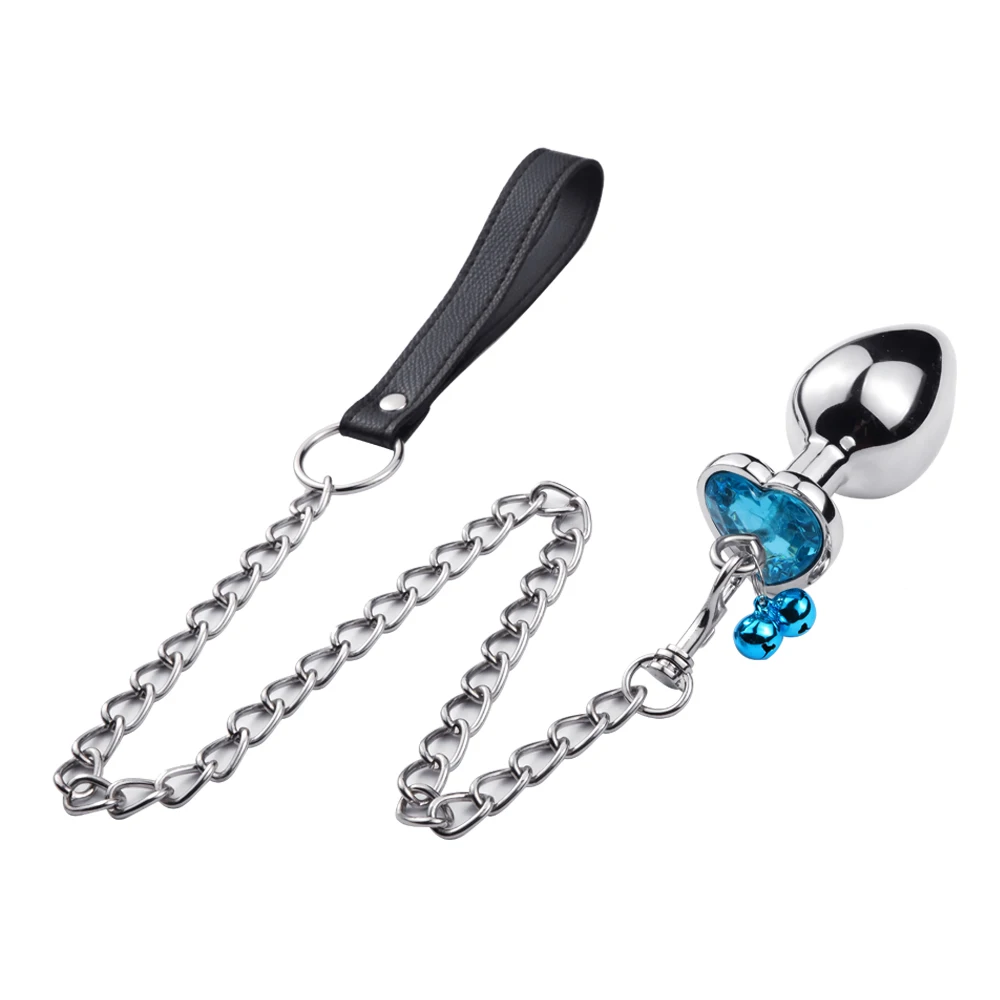 Traction Chain Bell Anal Plug Metal Anal Beads Crystal Anus Expander Erotic Beads Butt Plug Sex Toys for Women Gay Bdsm Slave