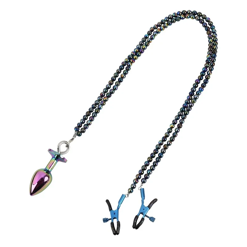 Small Medium Large Anal Beads Butt plug Pearl Nipple Clamps Set With Chain Metal Breast Clip Bondage Slave Couple Game Sex Toy Small Medium Large Anal Beads Butt plug Pearl Nipple Clamps Set With Chain Metal Breast Clip Bondage Slave Couple Game Sex Toy