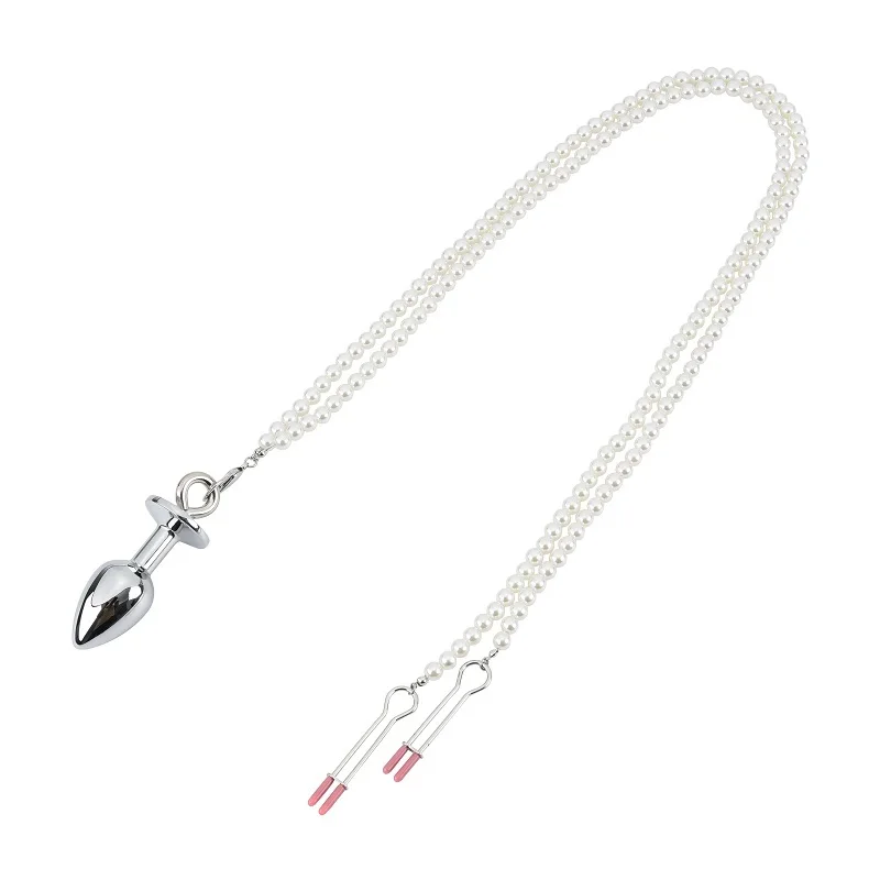Small Medium Large Anal Beads Butt plug Pearl Nipple Clamps Set With Chain Metal Breast Clip Bondage Slave Couple Game Sex Toy Small Medium Large Anal Beads Butt plug Pearl Nipple Clamps Set With Chain Metal Breast Clip Bondage Slave Couple Game Sex Toy