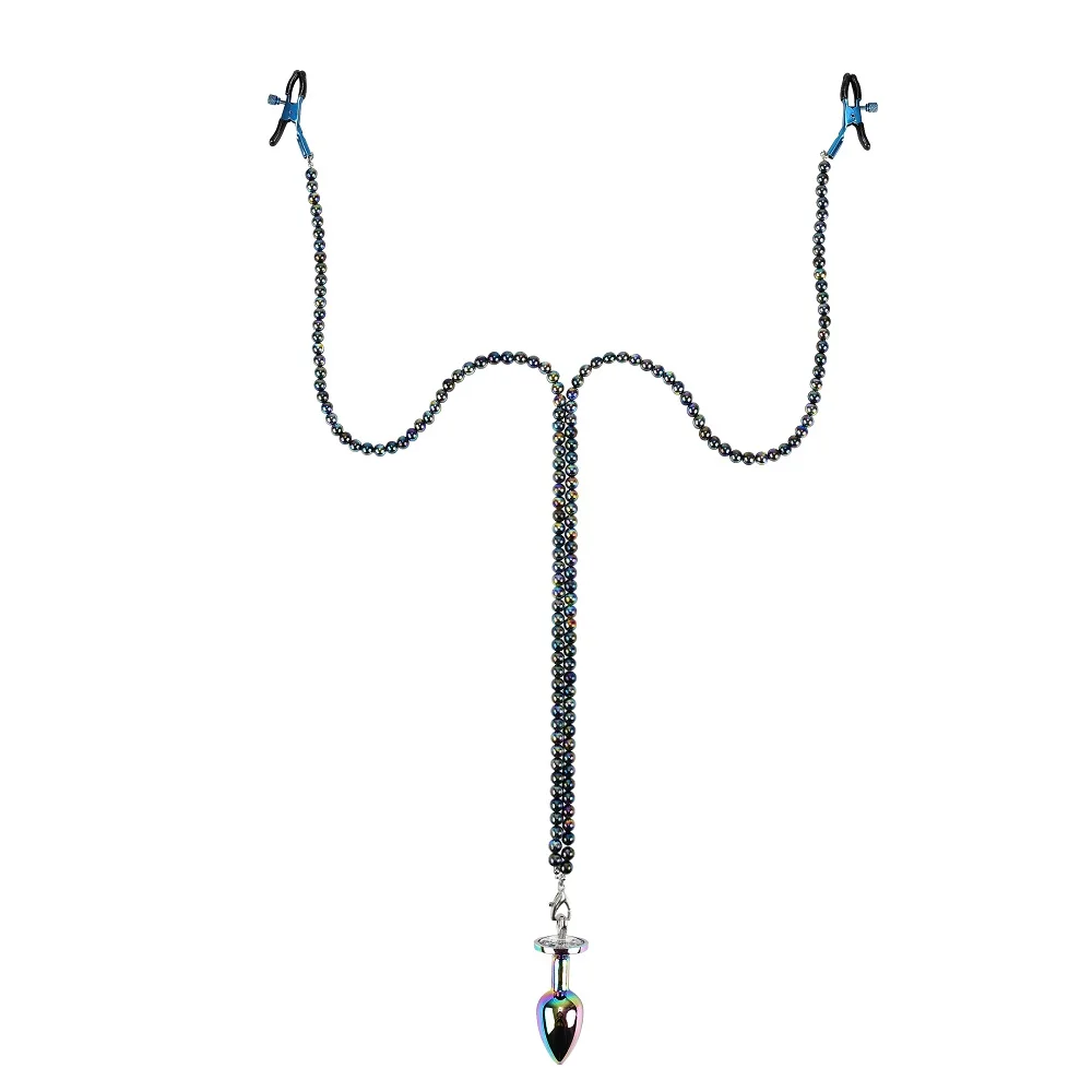 Small Medium Large Anal Beads Butt plug Pearl Nipple Clamps Set With Chain Metal Breast Clip Bondage Slave Couple Game Sex Toy Small Medium Large Anal Beads Butt plug Pearl Nipple Clamps Set With Chain Metal Breast Clip Bondage Slave Couple Game Sex Toy