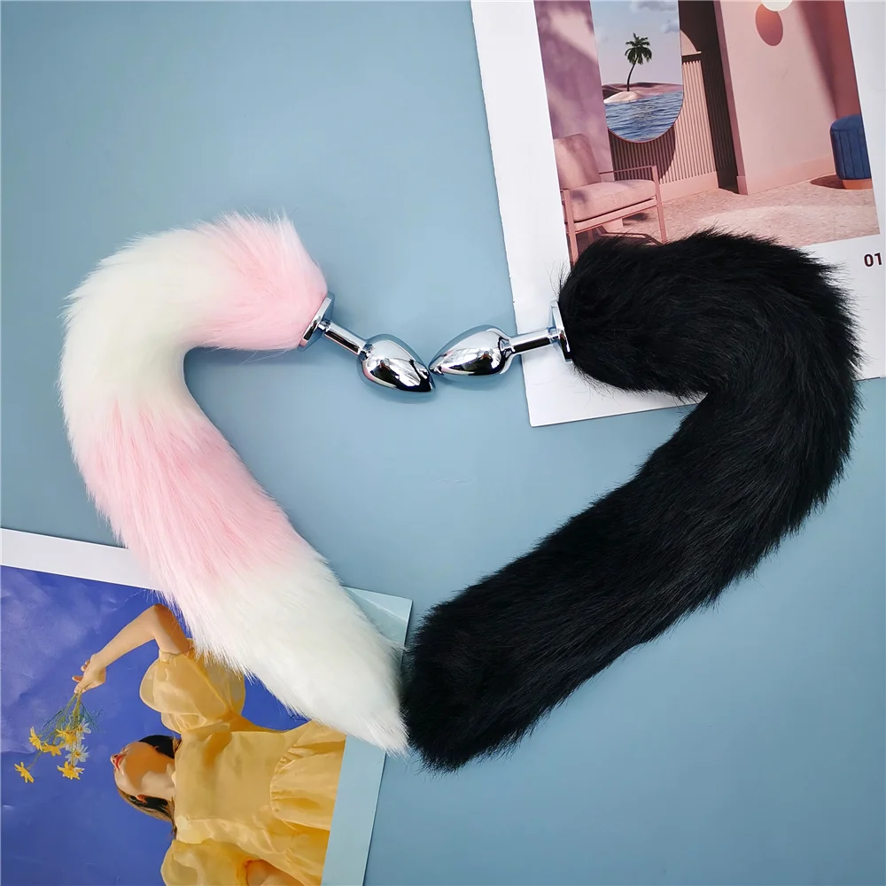 40cm Fox Tail Anal Plug Sexy Plush Cat Ears Headbands Set Butt Plug Tail Erotic Cosplay Sex Toys for Women Anal Masturbating