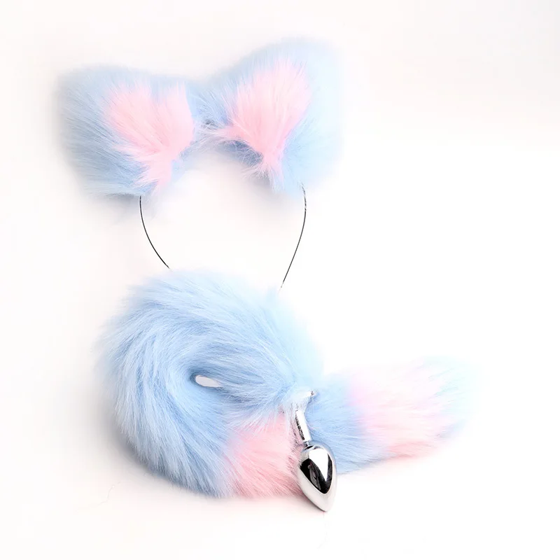 40cm Fox Tail Anal Plug Sexy Plush Cat Ears Headbands Set Butt Plug Tail Erotic Cosplay Sex Toys for Women Anal Masturbating
