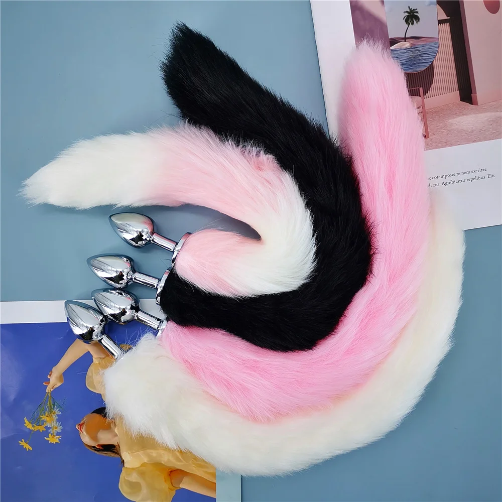 40cm Fox Tail Anal Plug Sexy Plush Cat Ears Headbands Set Butt Plug Tail Erotic Cosplay Sex Toys for Women Anal Masturbating