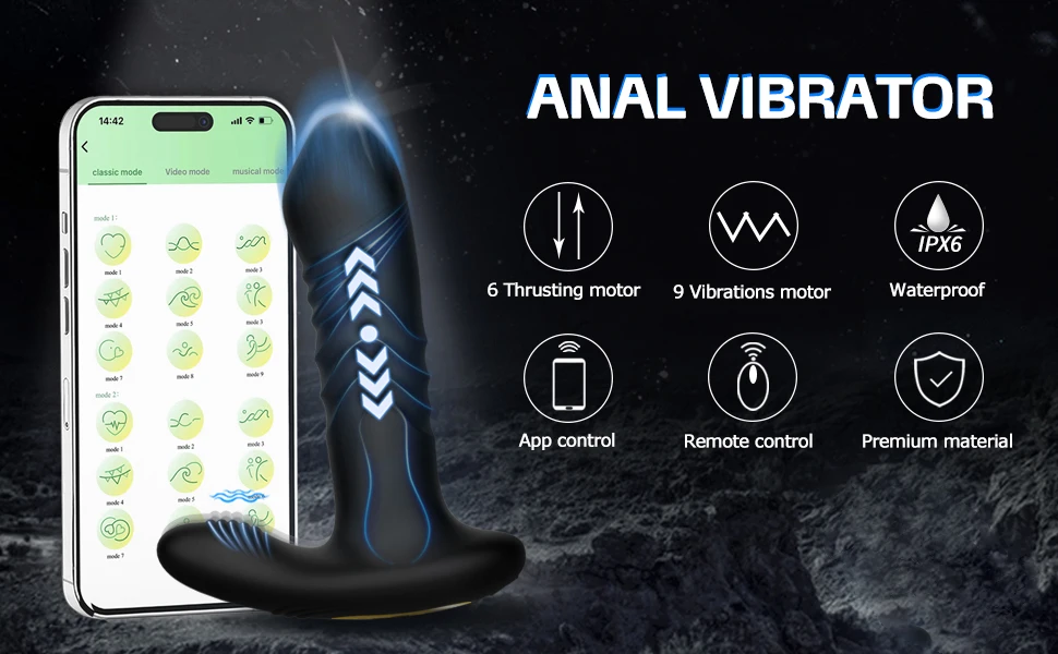 Male Thrusting Prostate Massager Remote Control Telescopic Lock Ring Anal Butt Plug Vibrator Men Gay Dildo Sex Toys for Couples