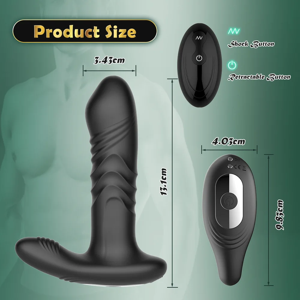 Male Thrusting Prostate Massager Remote Control Telescopic Lock Ring Anal Butt Plug Vibrator Men Gay Dildo Sex Toys for Couples