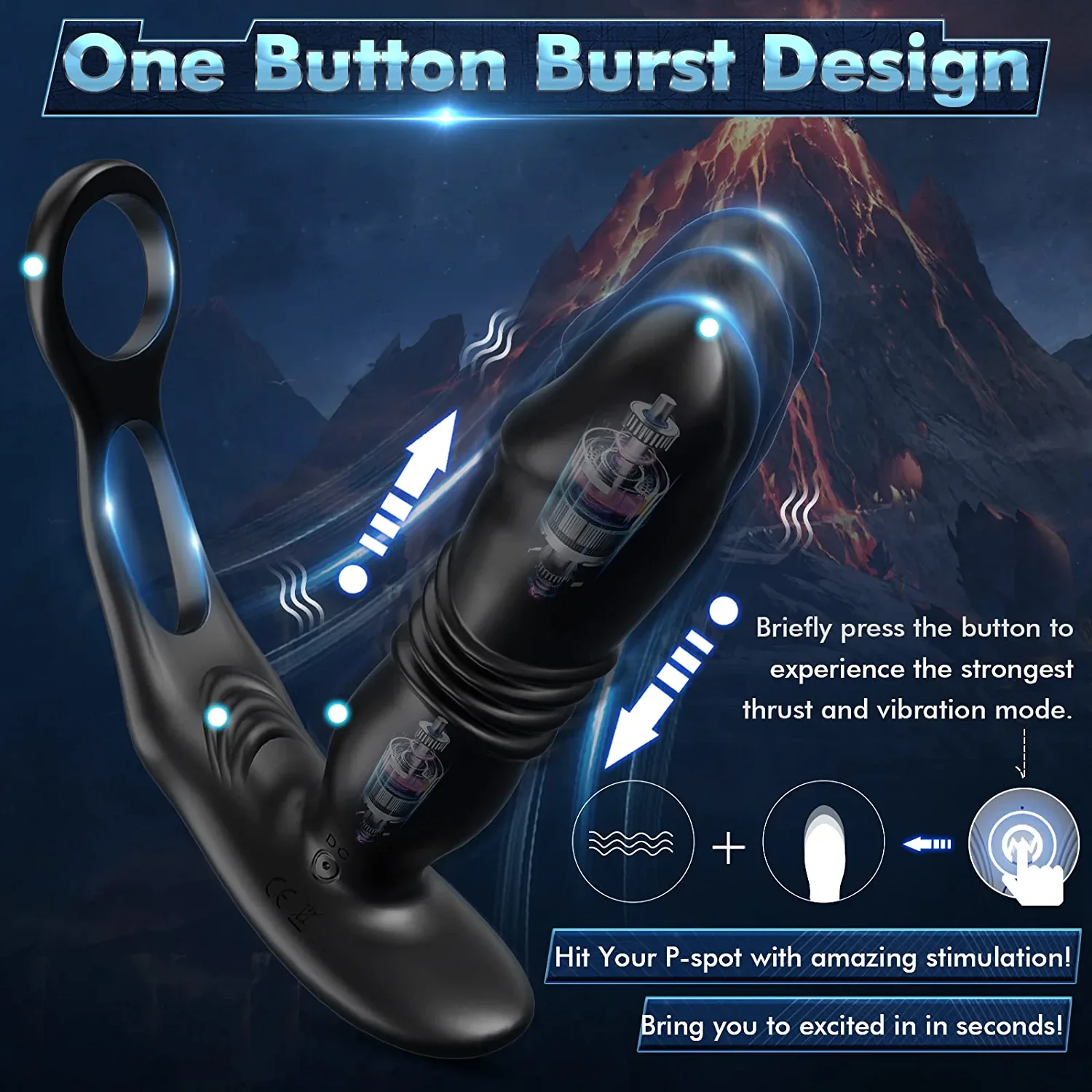 Male Thrusting Prostate Massager Remote Control Telescopic Lock Ring Anal Butt Plug Vibrator Men Gay Dildo Sex Toys for Couples