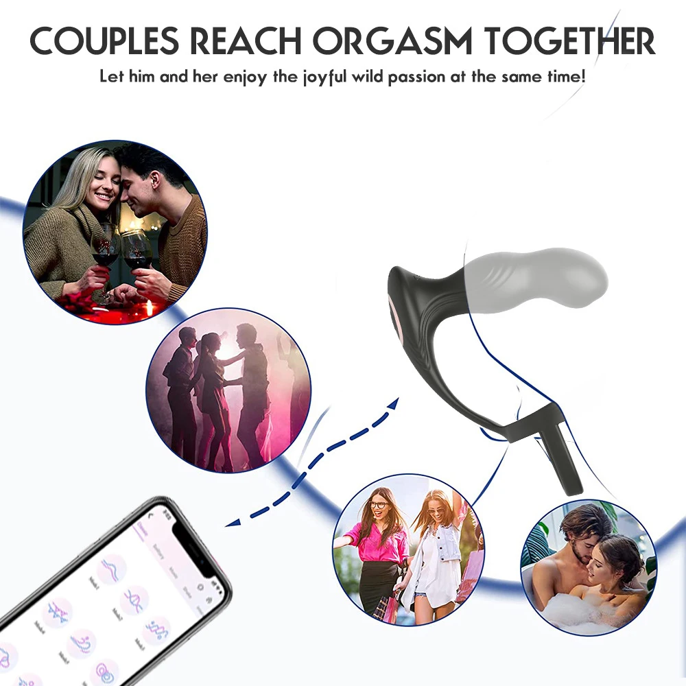 Male Thrusting Prostate Massager Remote Control Telescopic Lock Ring Anal Butt Plug Vibrator Men Gay Dildo Sex Toys for Couples
