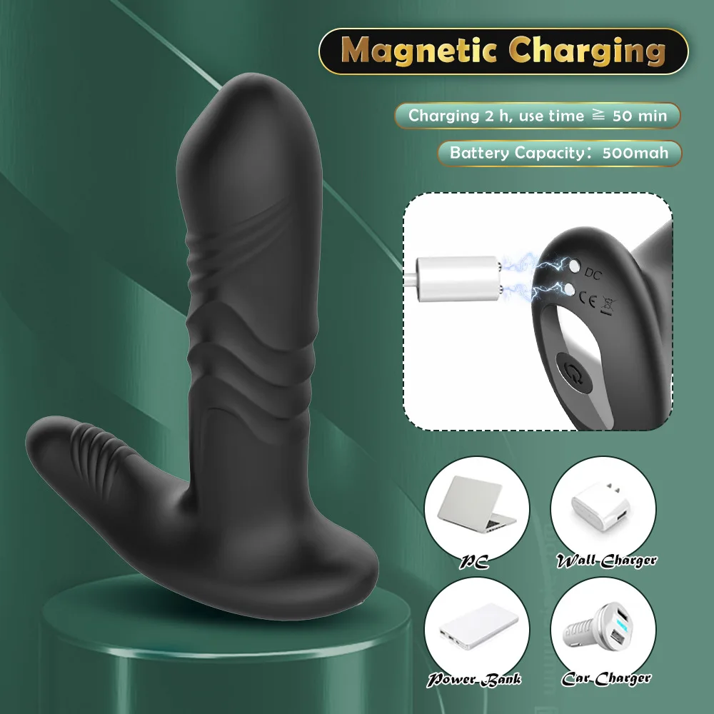 Male Thrusting Prostate Massager Remote Control Telescopic Lock Ring Anal Butt Plug Vibrator Men Gay Dildo Sex Toys for Couples