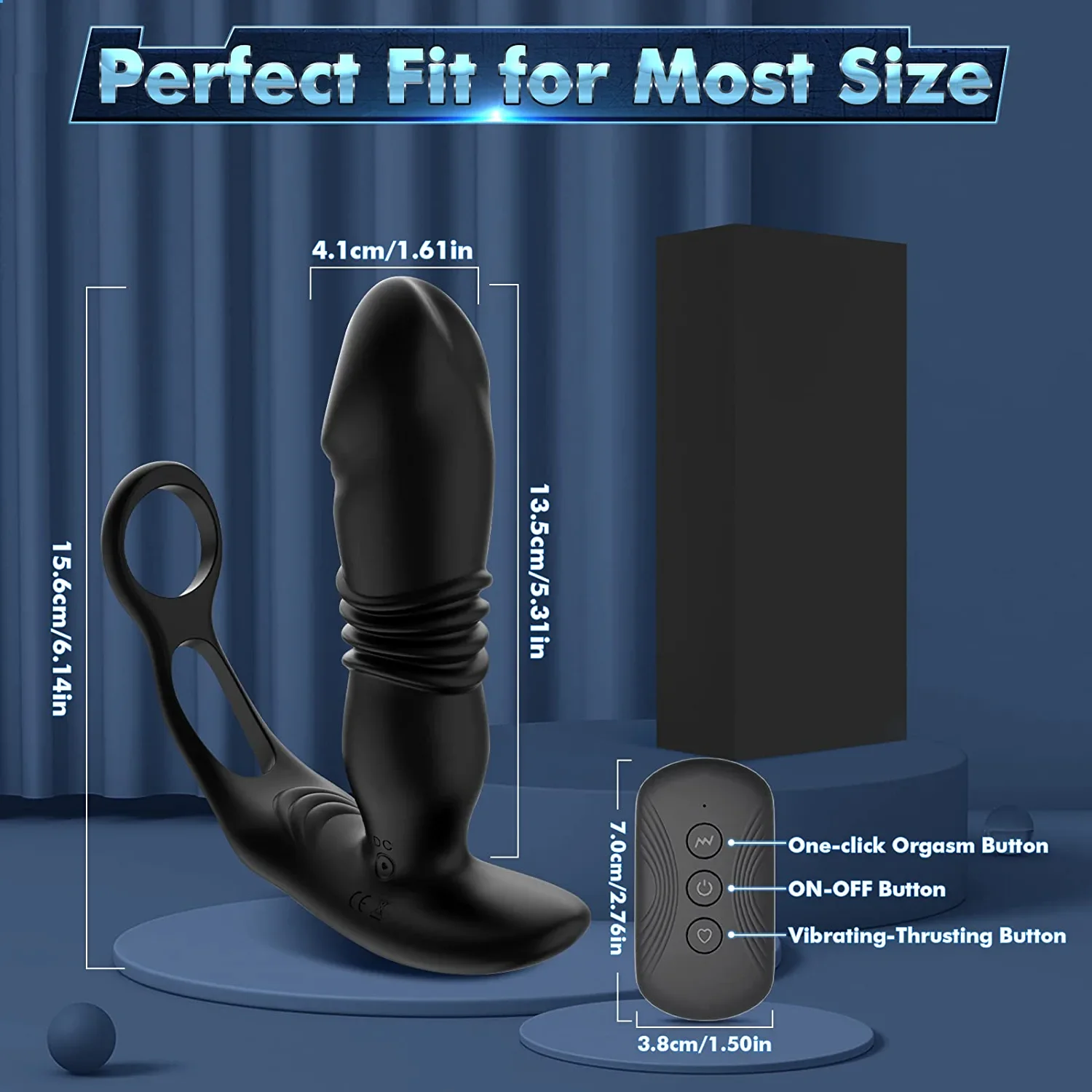 Male Thrusting Prostate Massager Remote Control Telescopic Lock Ring Anal Butt Plug Vibrator Men Gay Dildo Sex Toys for Couples