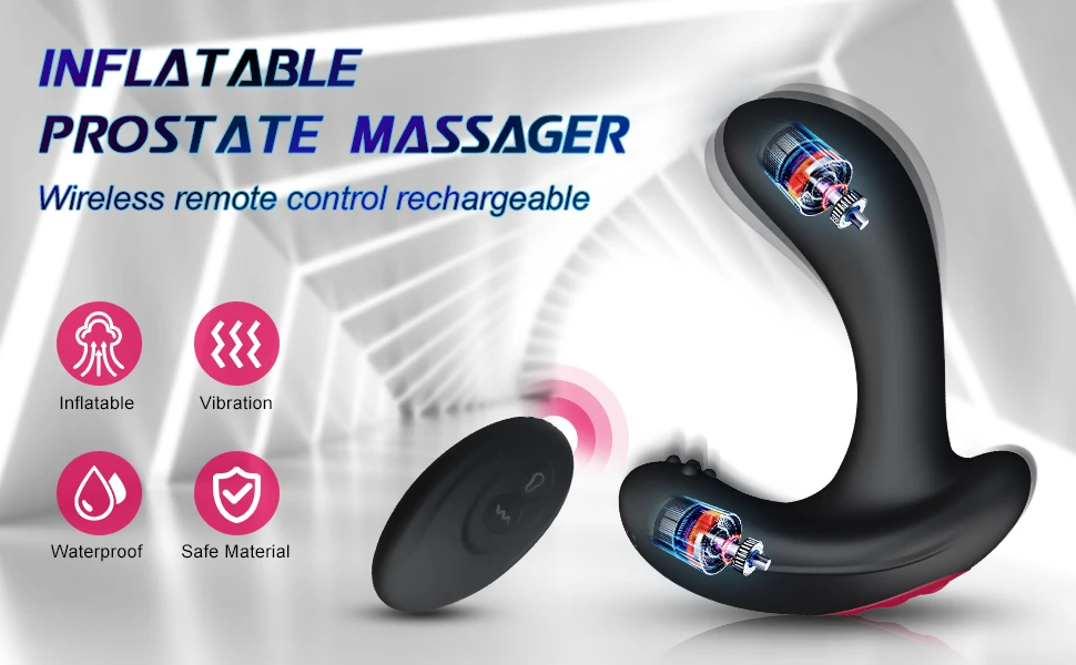 Anal Vibrator Inflatable Butt Plug Remote Prostate Massager Automatic Inflation Vibrating Male Female Prostate Stimulator