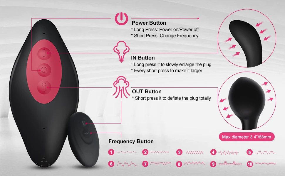 Anal Vibrator Inflatable Butt Plug Remote Prostate Massager Automatic Inflation Vibrating Male Female Prostate Stimulator