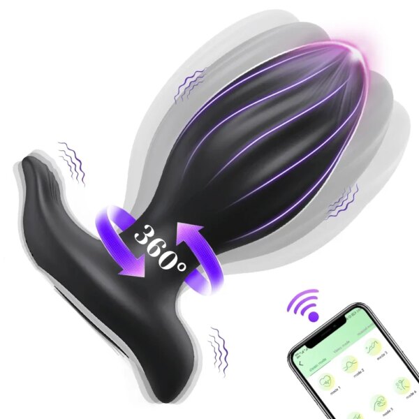 360° Rotation Wireless Control Anal Vibrator APP Bluetooth Butt Plug Men Prostate Massager Male Ass Anal Adult Sex Toys Couples