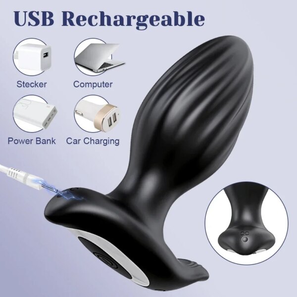 360° Rotation Wireless Control Anal Vibrator APP Bluetooth Butt Plug Men Prostate Massager Male Ass Anal Adult Sex Toys Couples