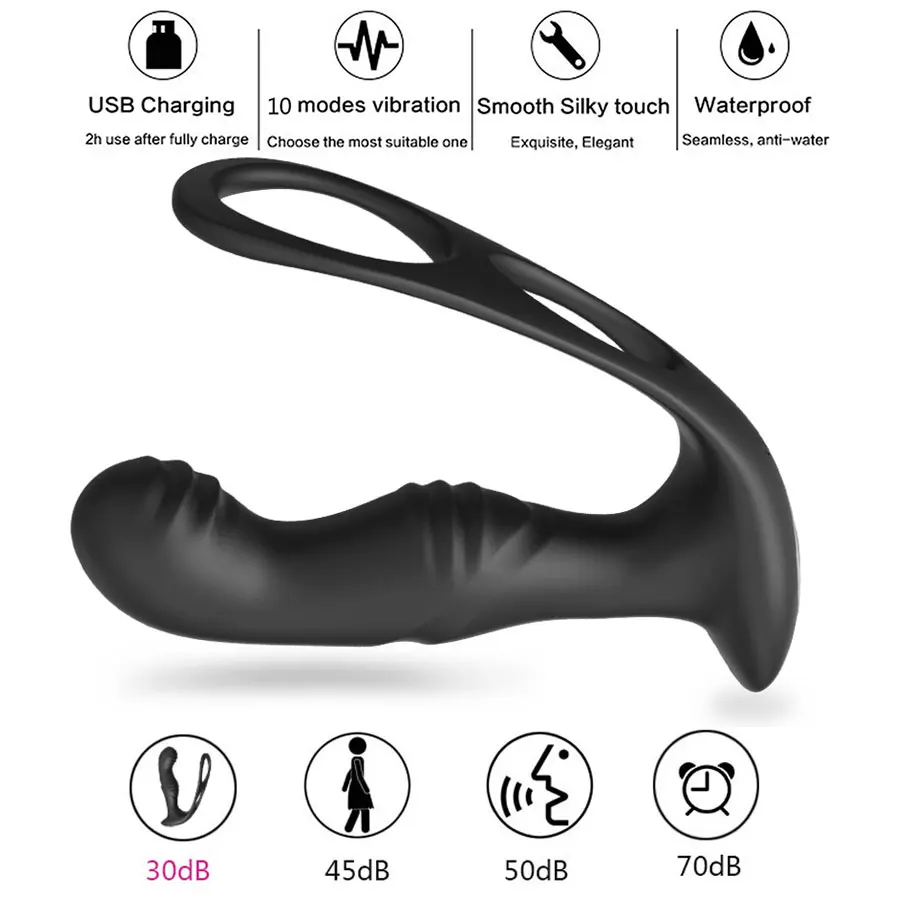 Male Prostate Massage Remote Anal Vibrator 10 Speeds Delay Ejaculation Ring Testis Stimulate Anus Plug Butt Adult Sex Toys 18+