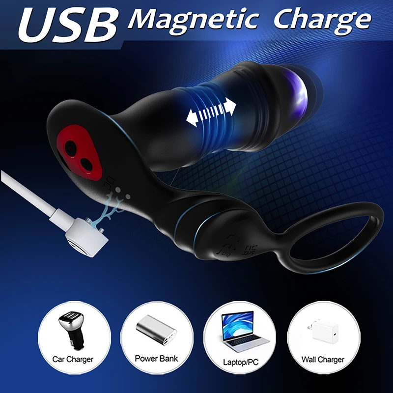 Male Prostate Massage Telescoping Vibration Wireless 10 Modes Silicone Anal Butt Plug Vibrator Sex Toys For Men Masturbation