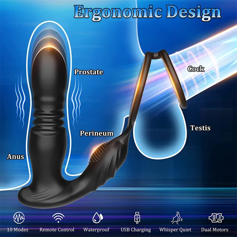 Male Prostate Massage Telescoping Vibration Wireless 10 Modes Silicone Anal Butt Plug Vibrator Sex Toys For Men Masturbation