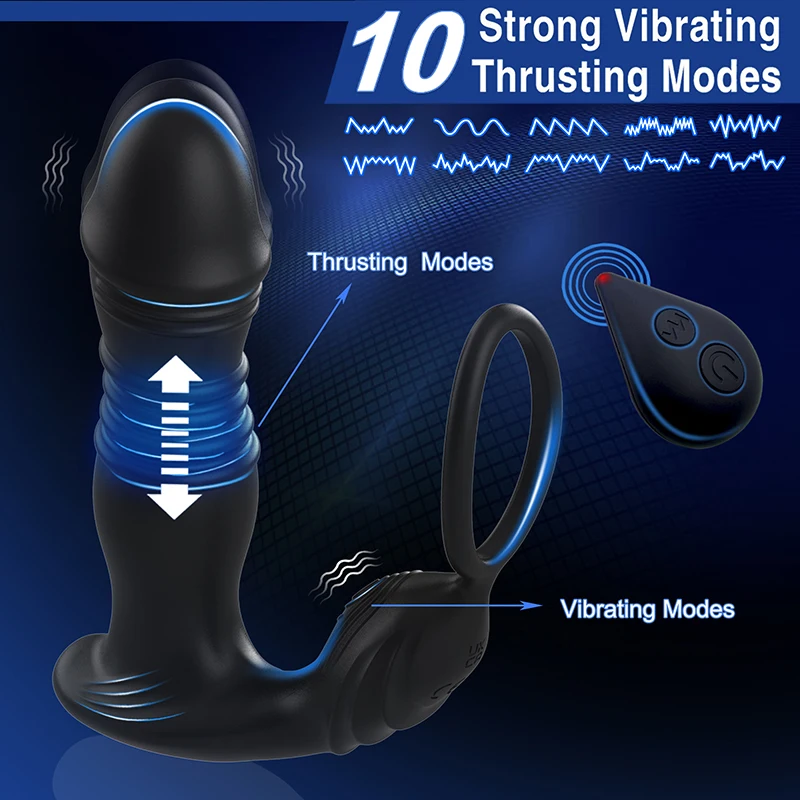 Male Prostate Massage Telescoping Vibration Wireless 10 Modes Silicone Anal Butt Plug Vibrator Sex Toys For Men Masturbation
