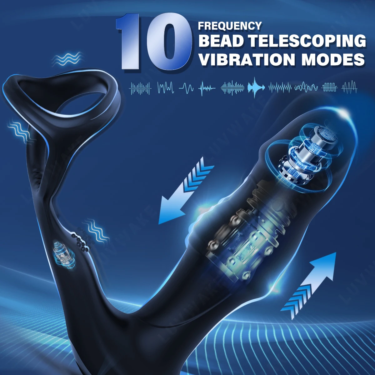 LUVWAKE Prostate Massager Anal Vibrator 9 Wiggling Thrusting with Cock Ring Butt Plug Remote Control Sex Toys P Sport Massager