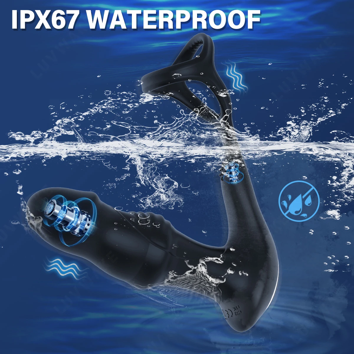 LUVWAKE Prostate Massager Anal Vibrator 9 Wiggling Thrusting with Cock Ring Butt Plug Remote Control Sex Toys P Sport Massager