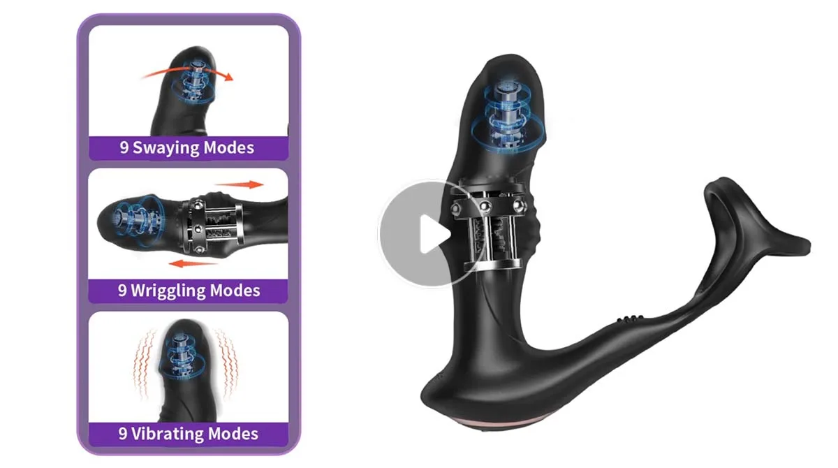LUVWAKE Prostate Massager Anal Vibrator 9 Wiggling Thrusting with Cock Ring Butt Plug Remote Control Sex Toys P Sport Massager