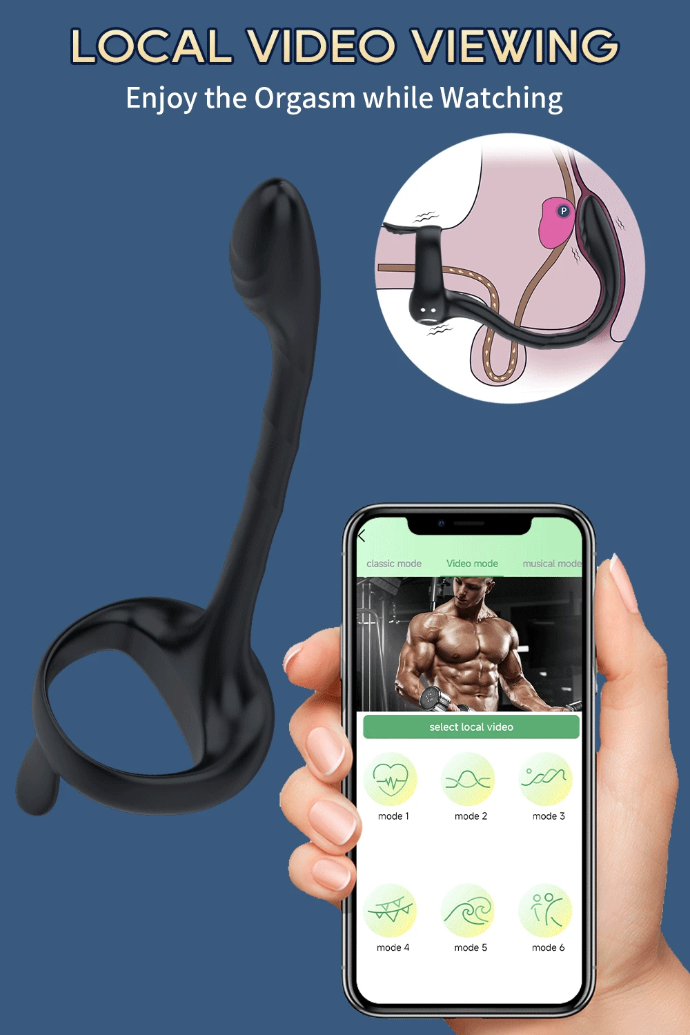 APP Bluetooth Prostate Vibrator Testicle Massage Anal Butt Plug Cock Penis Ring Male Masturbator Cocking Sex Toy for Men Sextoy