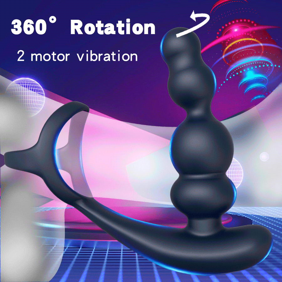 Male Prostate Massager Vibrator 360°Rotate Anal Plugs Penis Ring Butt Plug Vibrator Wireless Control Sex Toy for Men Masturbator