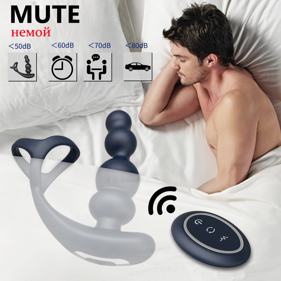 Male Prostate Massager Vibrator 360°Rotate Anal Plugs Penis Ring Butt Plug Vibrator Wireless Control Sex Toy for Men Masturbator