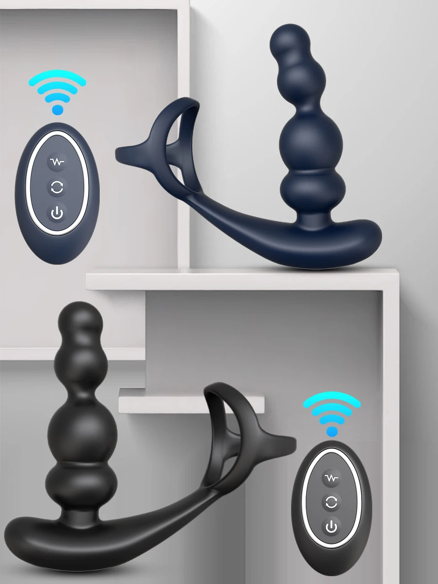 Male Prostate Massager Vibrator 360°Rotate Anal Plugs Penis Ring Butt Plug Vibrator Wireless Control Sex Toy for Men Masturbator