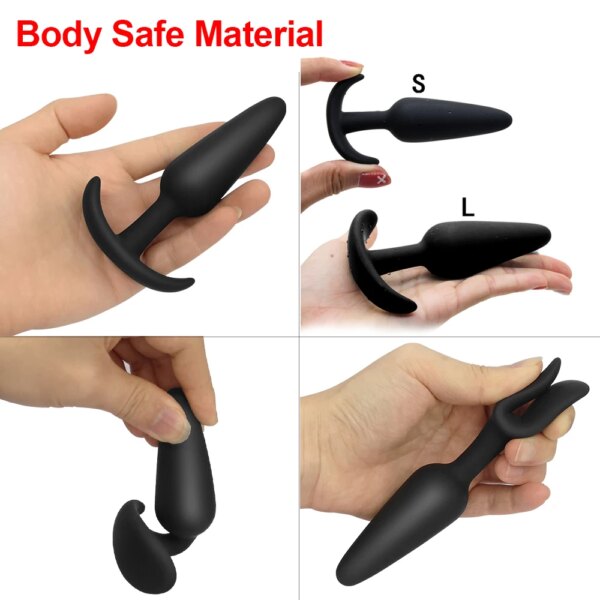 100% Soft Silicone 3 Sizes Anal Plug Butt Plug Stimulator Massager Adults Sex Toy for Men/Women Unisex Gay Prostate Anal Trainer