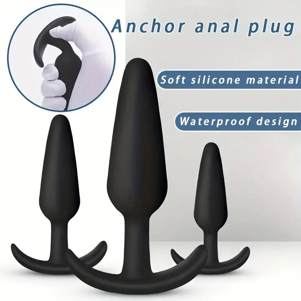 100% Soft Silicone 3 Sizes Anal Plug Butt Plug Stimulator Massager Adults Sex Toy for Men/Women Unisex Gay Prostate Anal Trainer