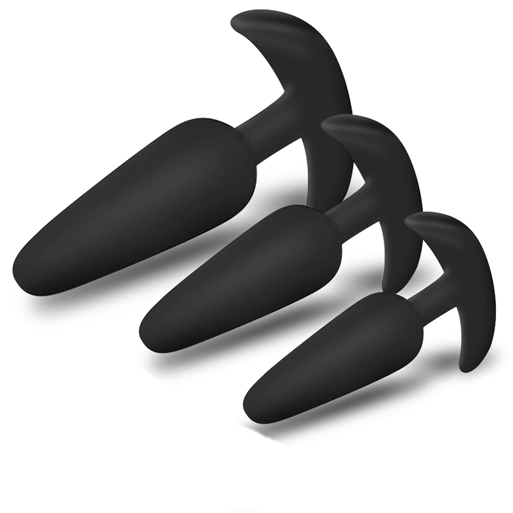 100% Soft Silicone 3 Sizes Anal Plug Butt Plug Stimulator Massager Adults Sex Toy for Men/Women Unisex Gay Prostate Anal Trainer